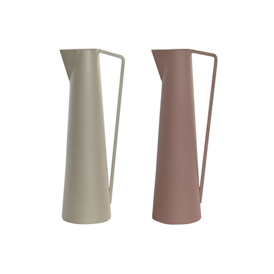 Vase DKD Home Decor Beige Rosa Eisen 12 x 10 x 35 cm (2 Stück)