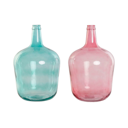 Vase DKD Home Decor grün Rosa Verre trempé 25 x 25 x 40 cm (2 Stück)