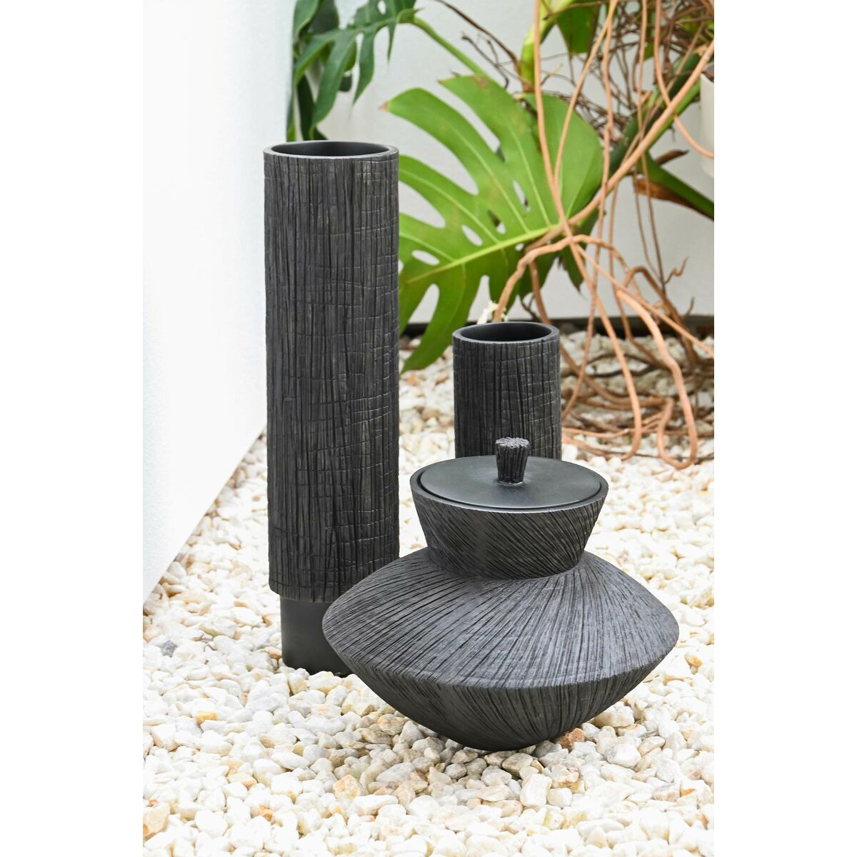 Vase Home ESPRIT Schwarz Harz 30 x 30 x 26 cm