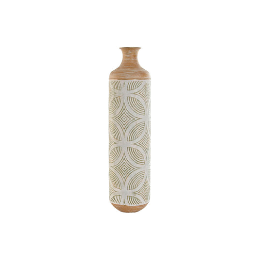 Vase Home ESPRIT grün Beige natürlich Metall Tropical 18 x 18 x 66 cm