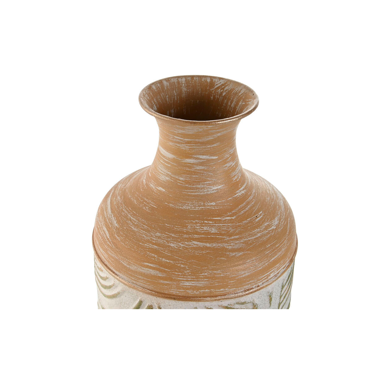 Vase Home ESPRIT grün Beige natürlich Metall Tropical 18 x 18 x 56 cm