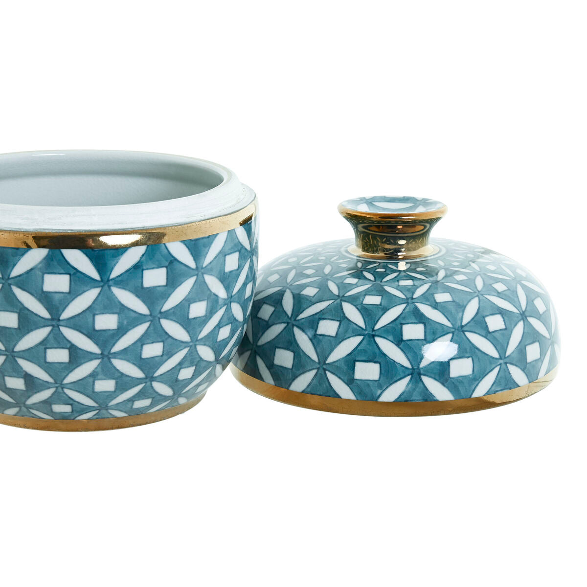 Vase Home ESPRIT Blau Gold Aluminium Porzellan 18,5 x 18,5 x 20 cm