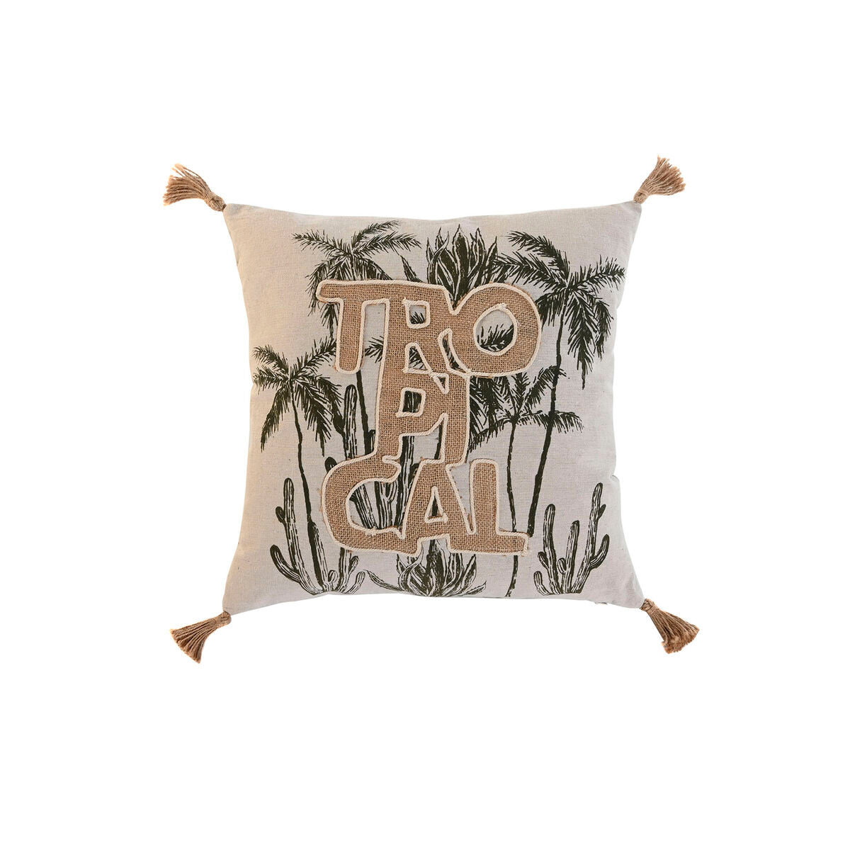 Kissen Home ESPRIT Beige natürlich Tropical Boho 45 x 5 x 45 cm