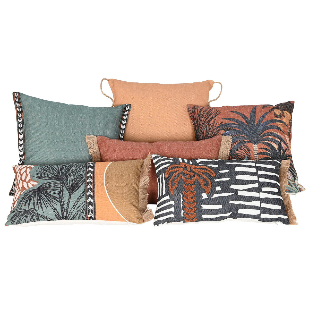 Kissen Home ESPRIT Terrakotta Randbereich Tropical 50 x 15 x 30 cm