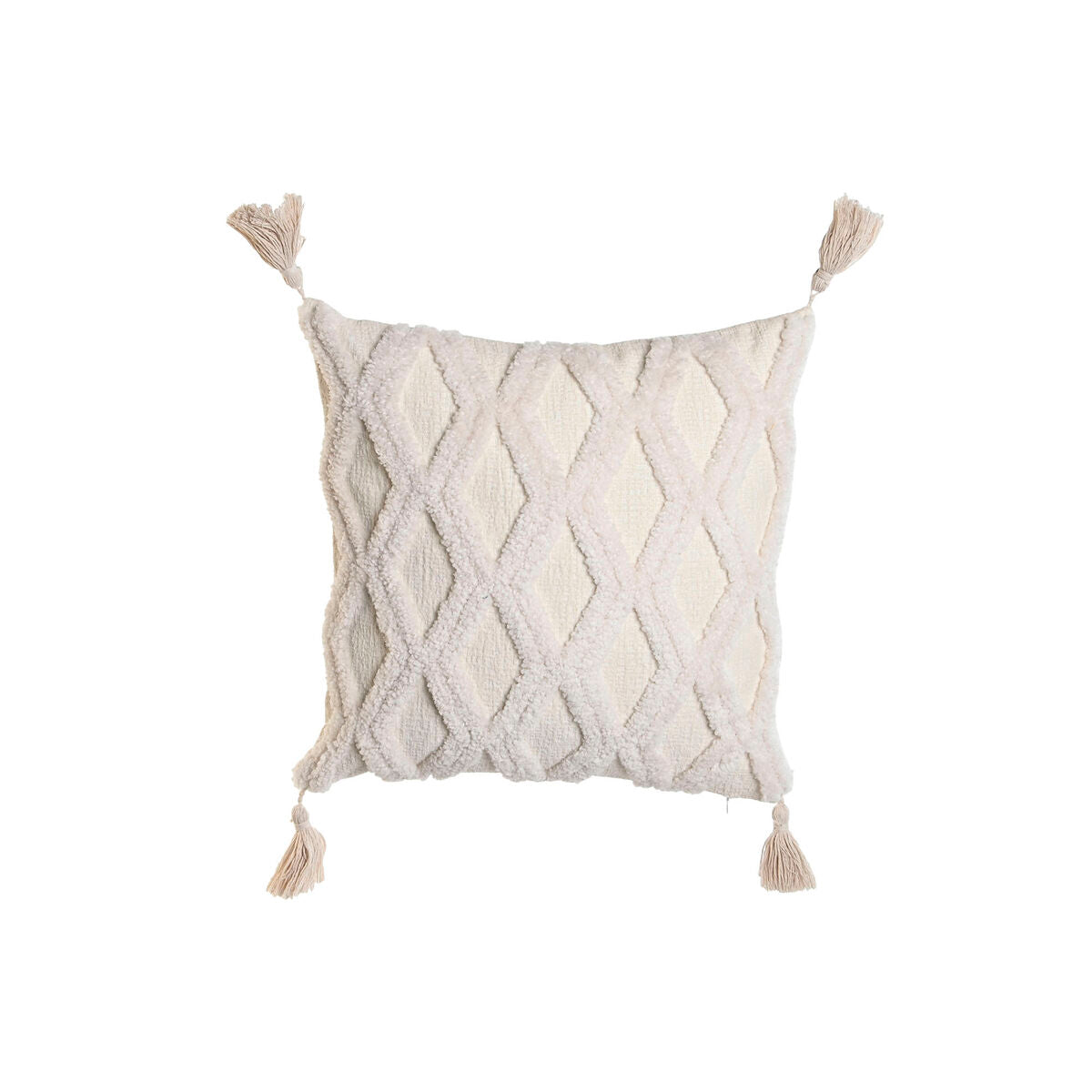 Kissen Home ESPRIT Weiß Quasten Boho 45 x 15 x 45 cm