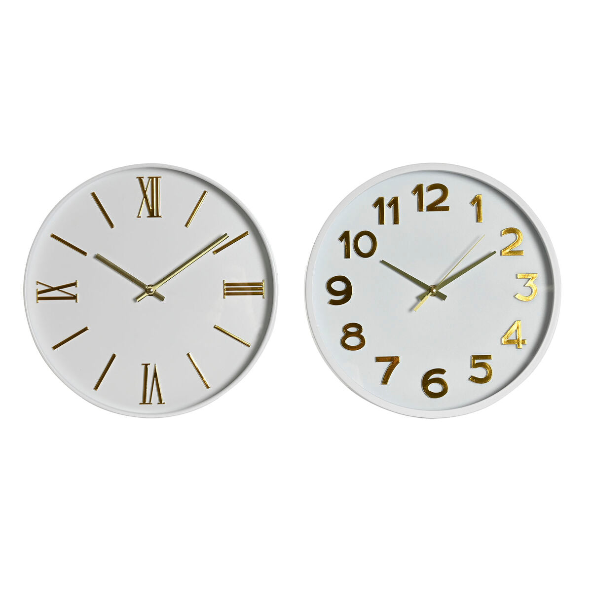 Wanduhr Home ESPRIT Weiß Gold PVC 30 x 4 x 30 cm (2 Stück)