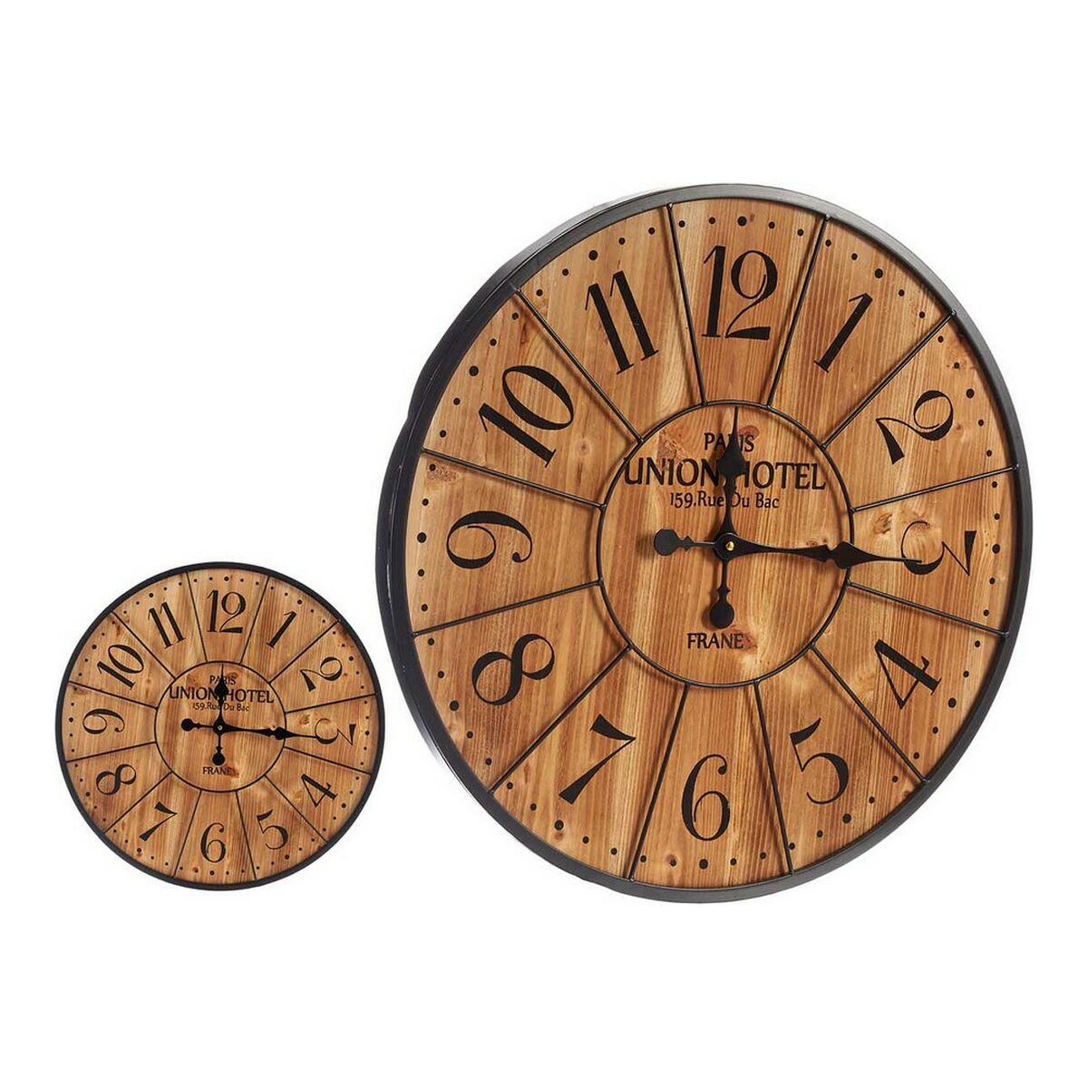 Wanduhr Schwarz Dunkelbraun Metall Holz (60 x 4,5 x 60 cm)