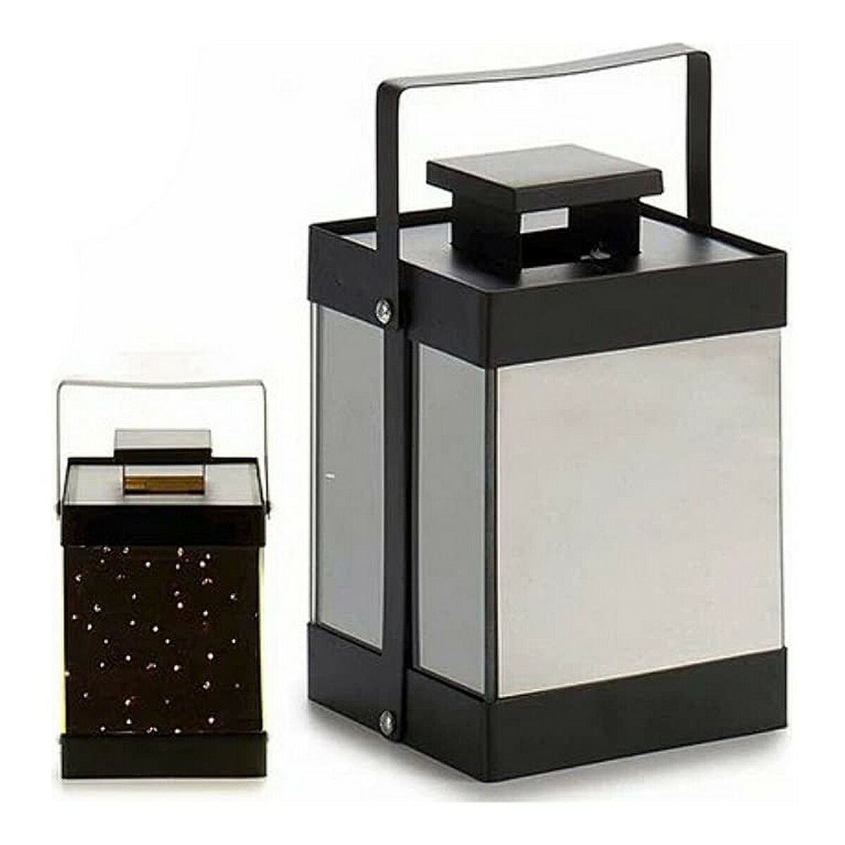 LED-Laterne Schwarz Spiegel 12,5 x 18,5 x 12,5 cm