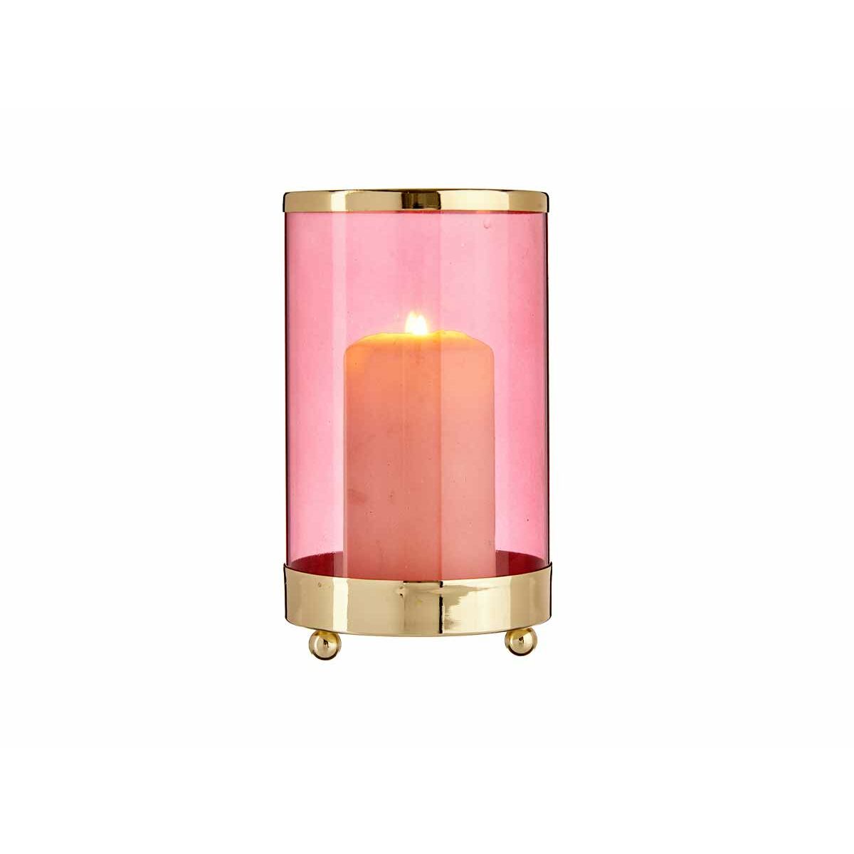 Kerzenschale Rosa Gold Zylinder 9,7 x 16,5 x 9,7 cm Metall Glas