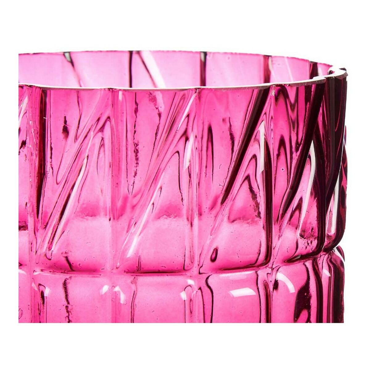 Vase Rosa Schnitzerei Kristall (13 x 26,5 x 13 cm)