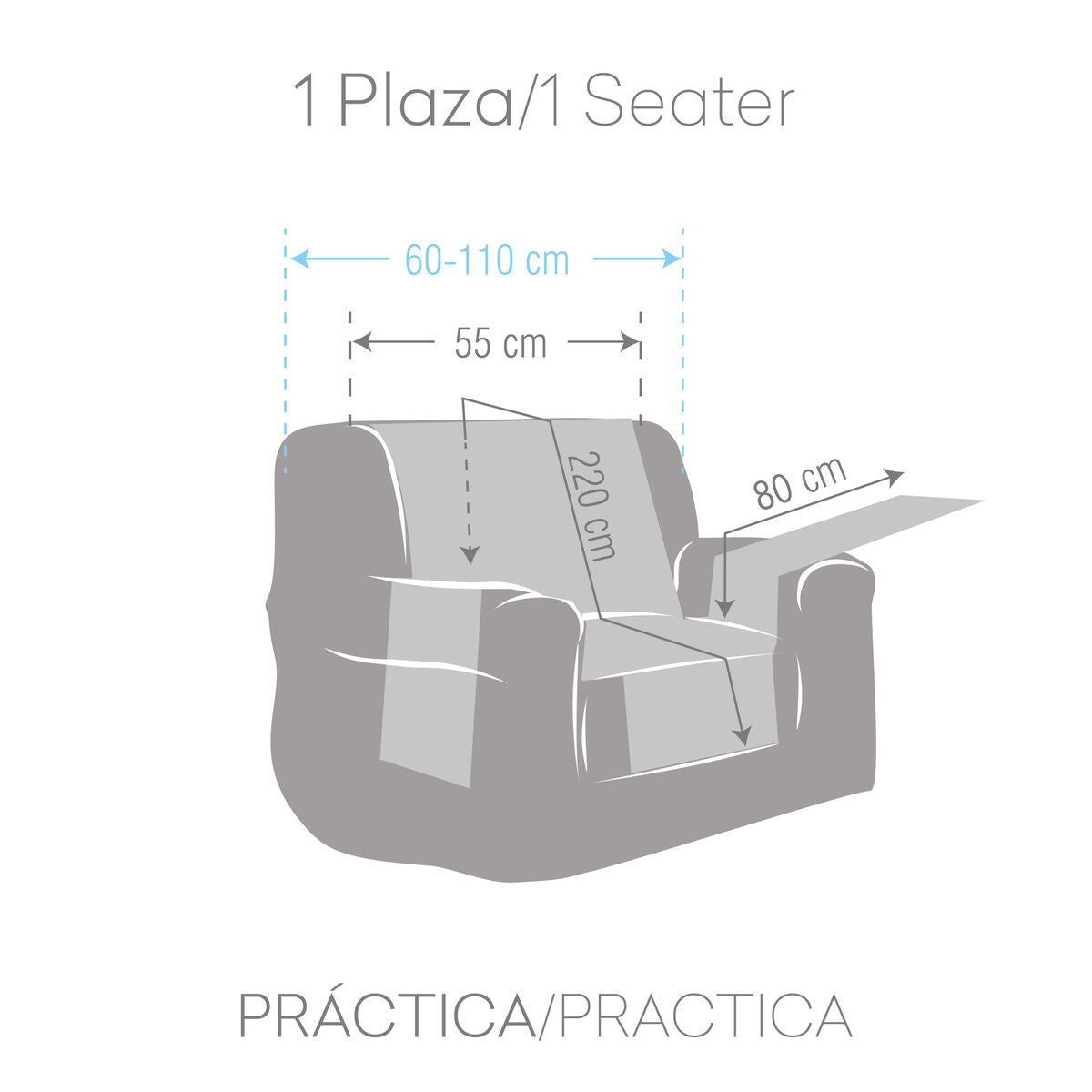 Sofabezug Eysa MID Grau 100 x 110 x 55 cm