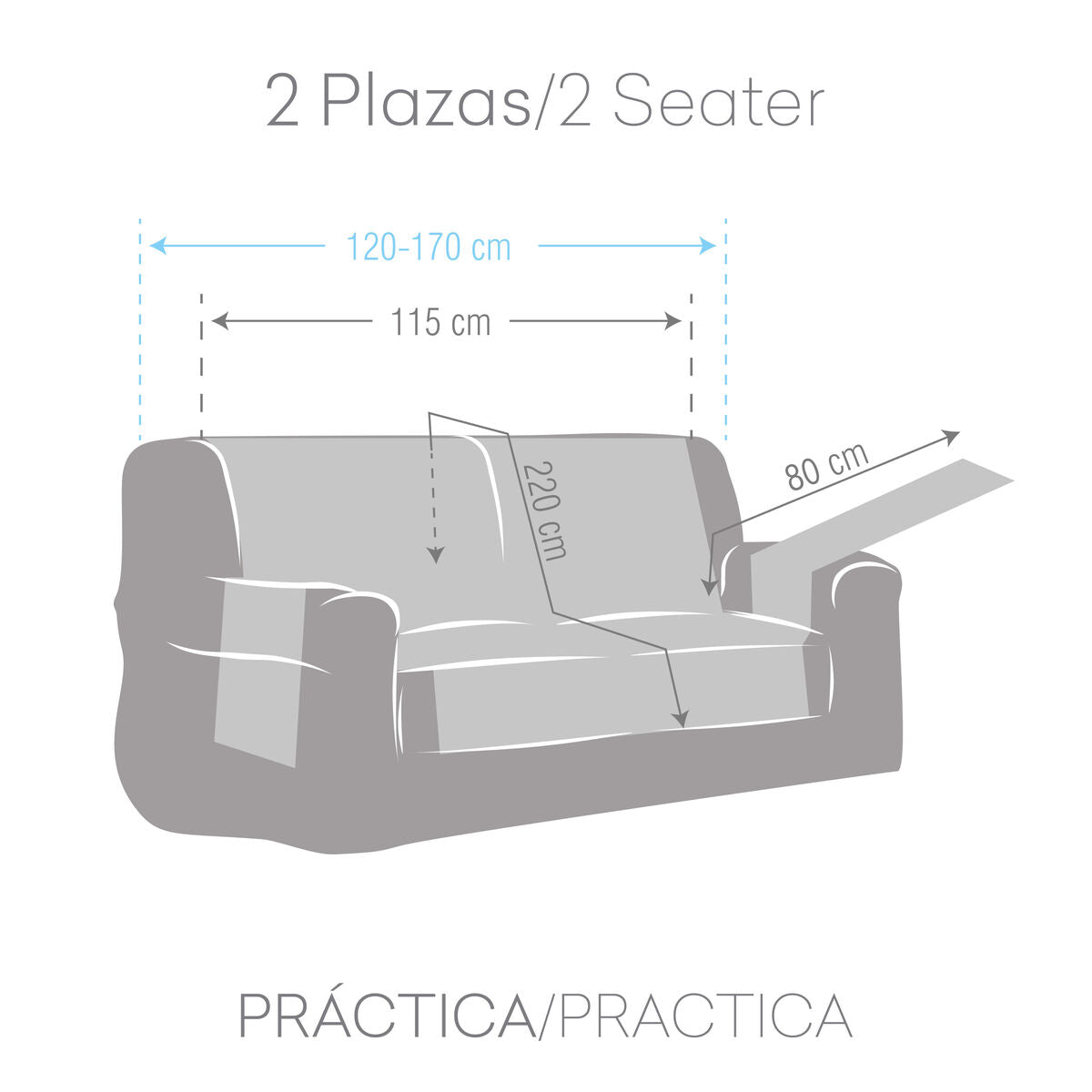 Sofabezug Eysa MID Hellgrau 100 x 110 x 115 cm