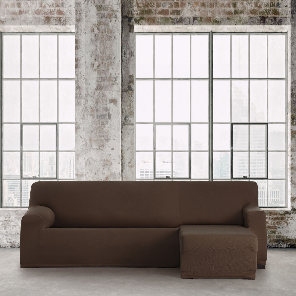 Abdeckung für Chaiselongue mit kurzem Arm rechts Eysa BRONX Braun 110 x 110 x 310 cm