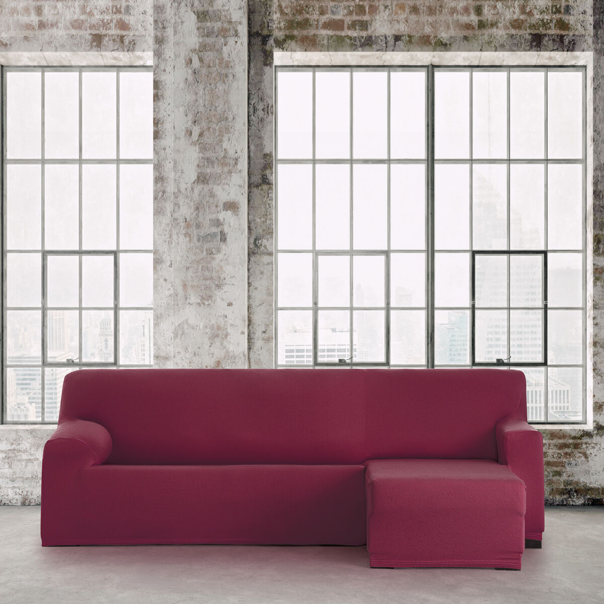 Abdeckung für Chaiselongue mit kurzem Arm rechts Eysa BRONX Burgunderrot 110 x 110 x 310 cm