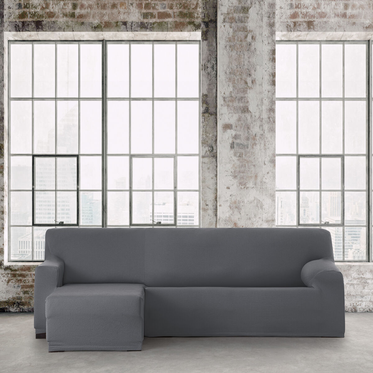 Bezug für Chaiselongue mit kurzem Arm links Eysa BRONX Dunkelgrau 110 x 110 x 310 cm