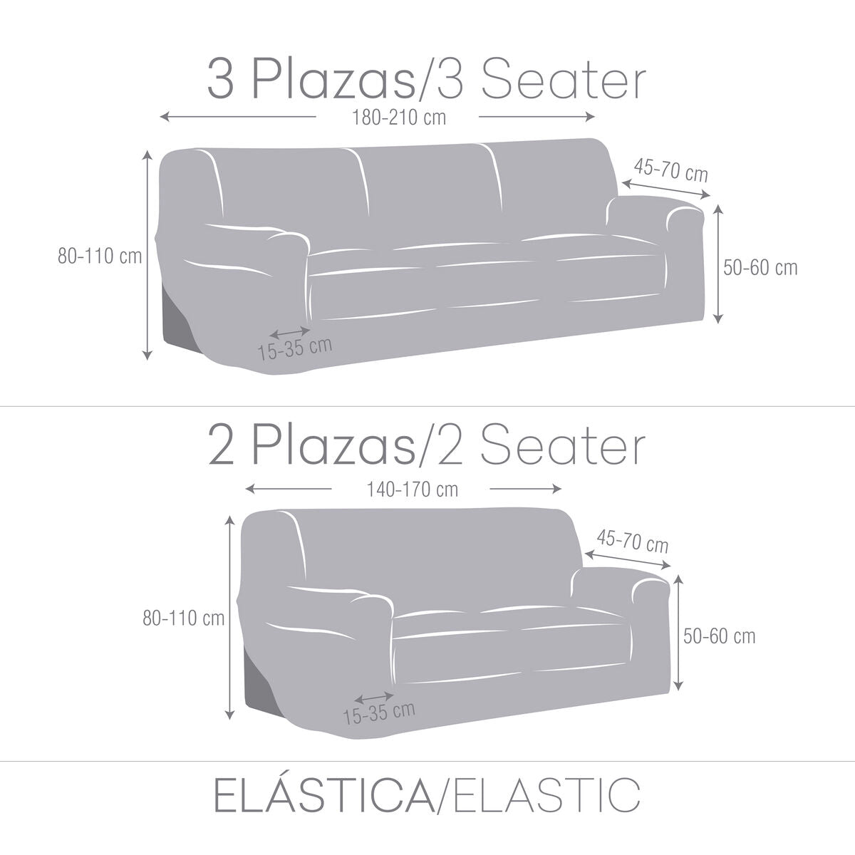 Sofabezug-Set Eysa TROYA Weiß 70 x 110 x 210 cm 2 Stücke