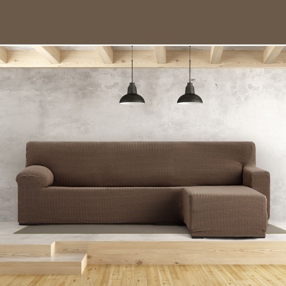 Abdeckung für Chaiselongue mit kurzem Arm rechts Eysa JAZ Braun 120 x 120 x 360 cm