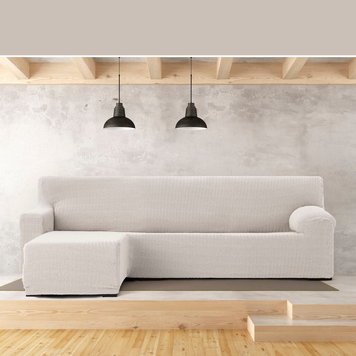 Bezug für Chaiselongue mit kurzem Arm links Eysa JAZ Weiß 120 x 120 x 360 cm