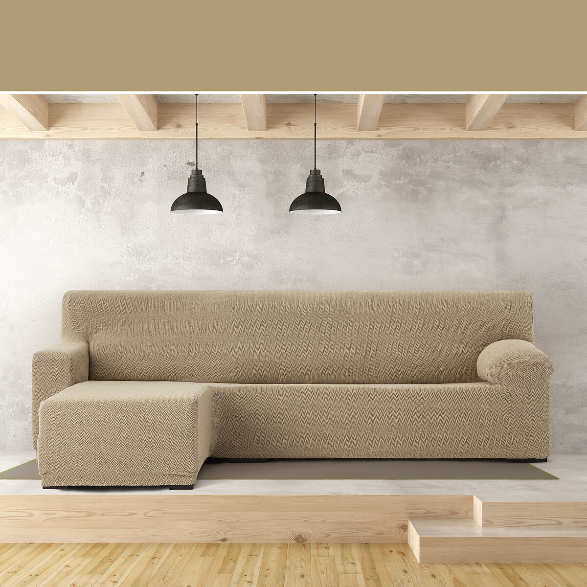 Bezug für Chaiselongue mit kurzem Arm links Eysa JAZ Beige 120 x 120 x 360 cm