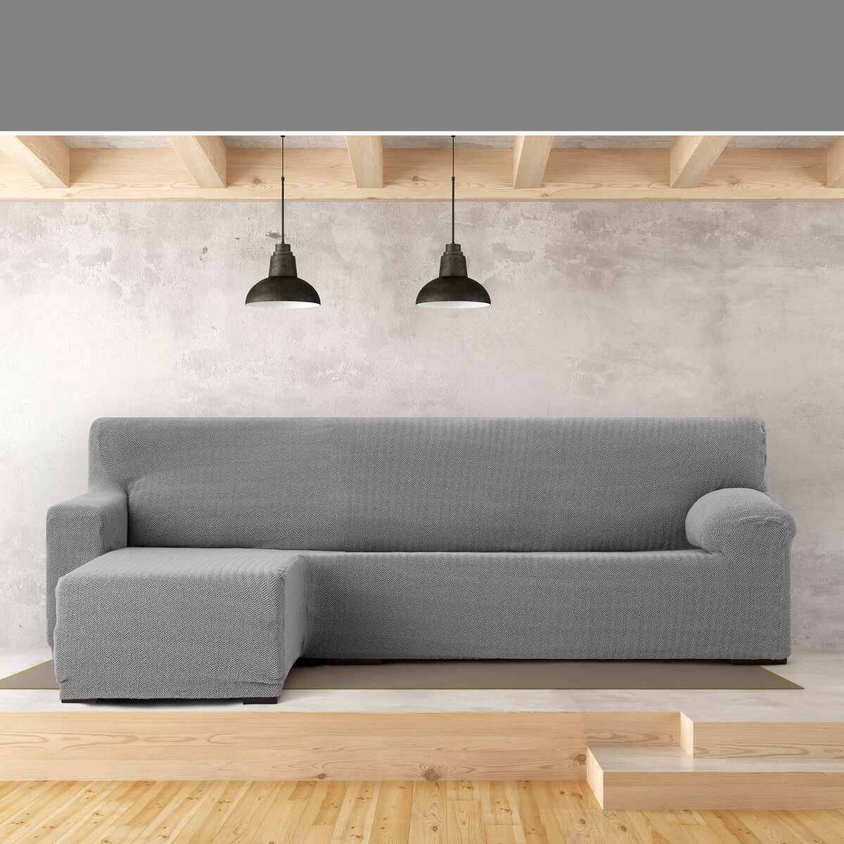 Bezug für Chaiselongue mit kurzem Arm links Eysa JAZ Grau 120 x 120 x 360 cm