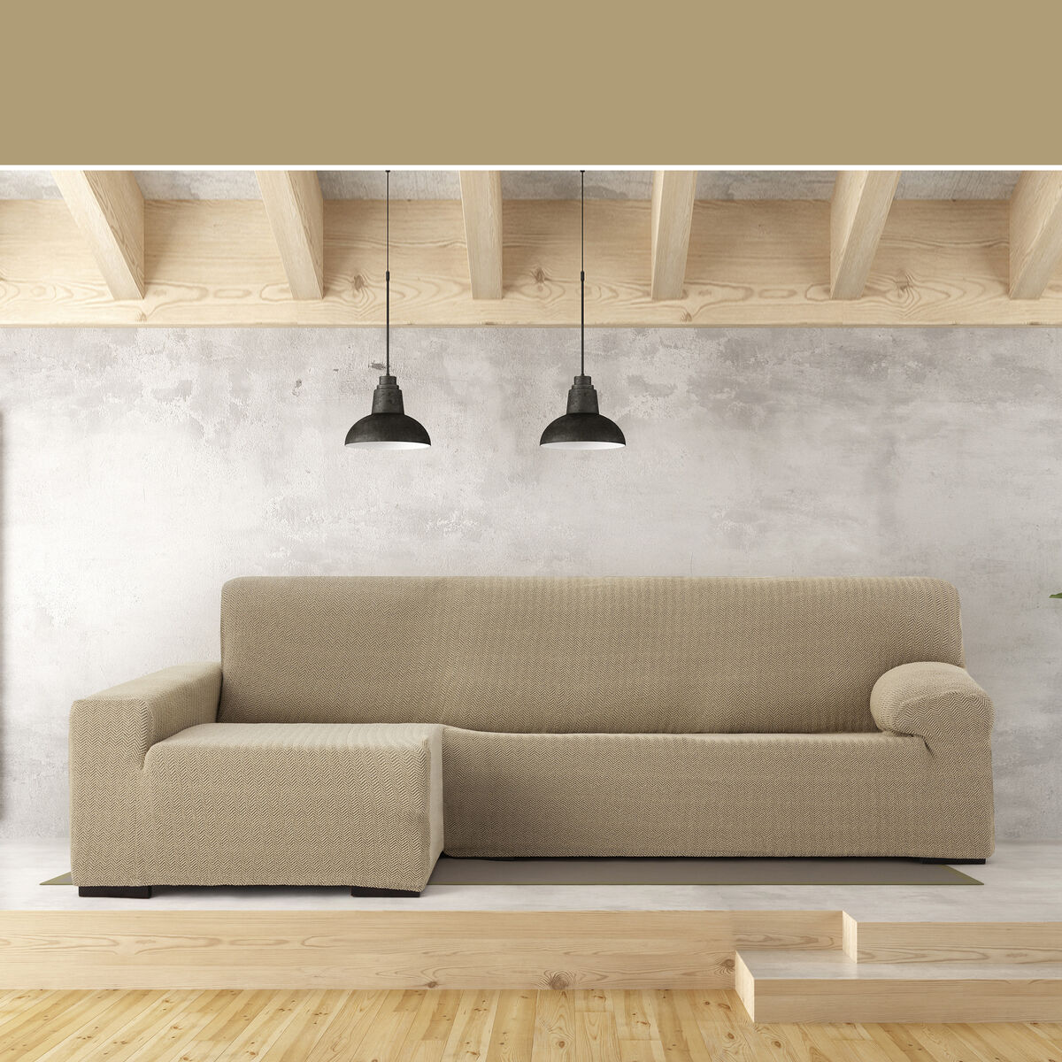 Bezug für Chaiselongue mit langem Arm links Eysa JAZ Beige 180 x 120 x 360 cm