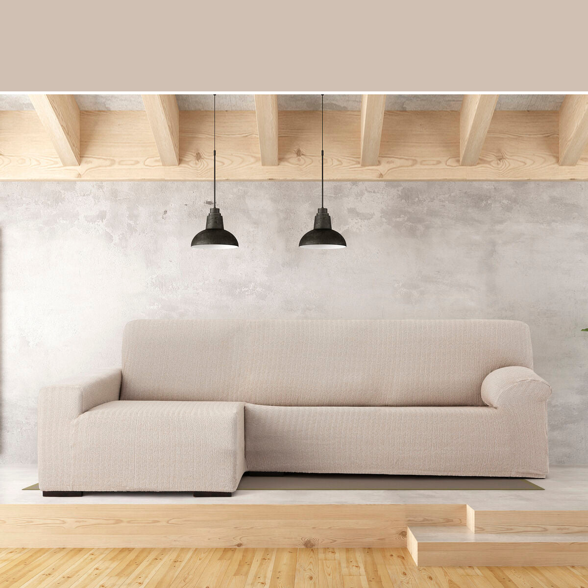 Bezug für Chaiselongue mit langem Arm links Eysa JAZ Beige 180 x 120 x 360 cm