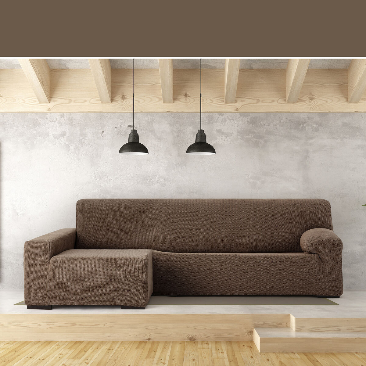 Bezug für Chaiselongue mit langem Arm links Eysa JAZ Braun 180 x 120 x 360 cm