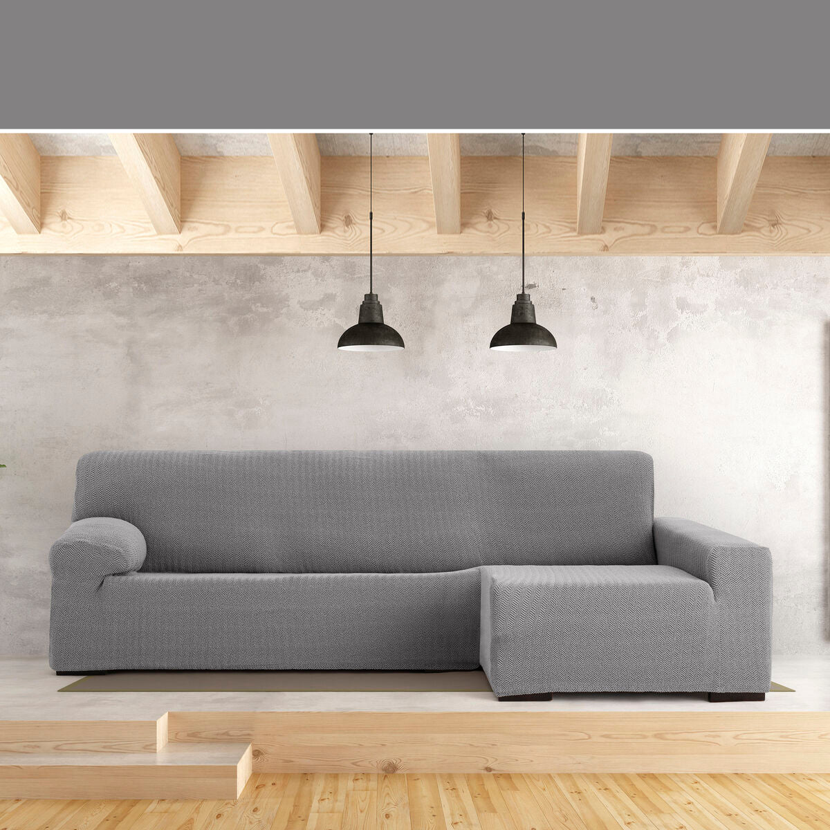 Bezug für Chaiselongue mit langem Arm rechts Eysa JAZ Grau 180 x 120 x 360 cm