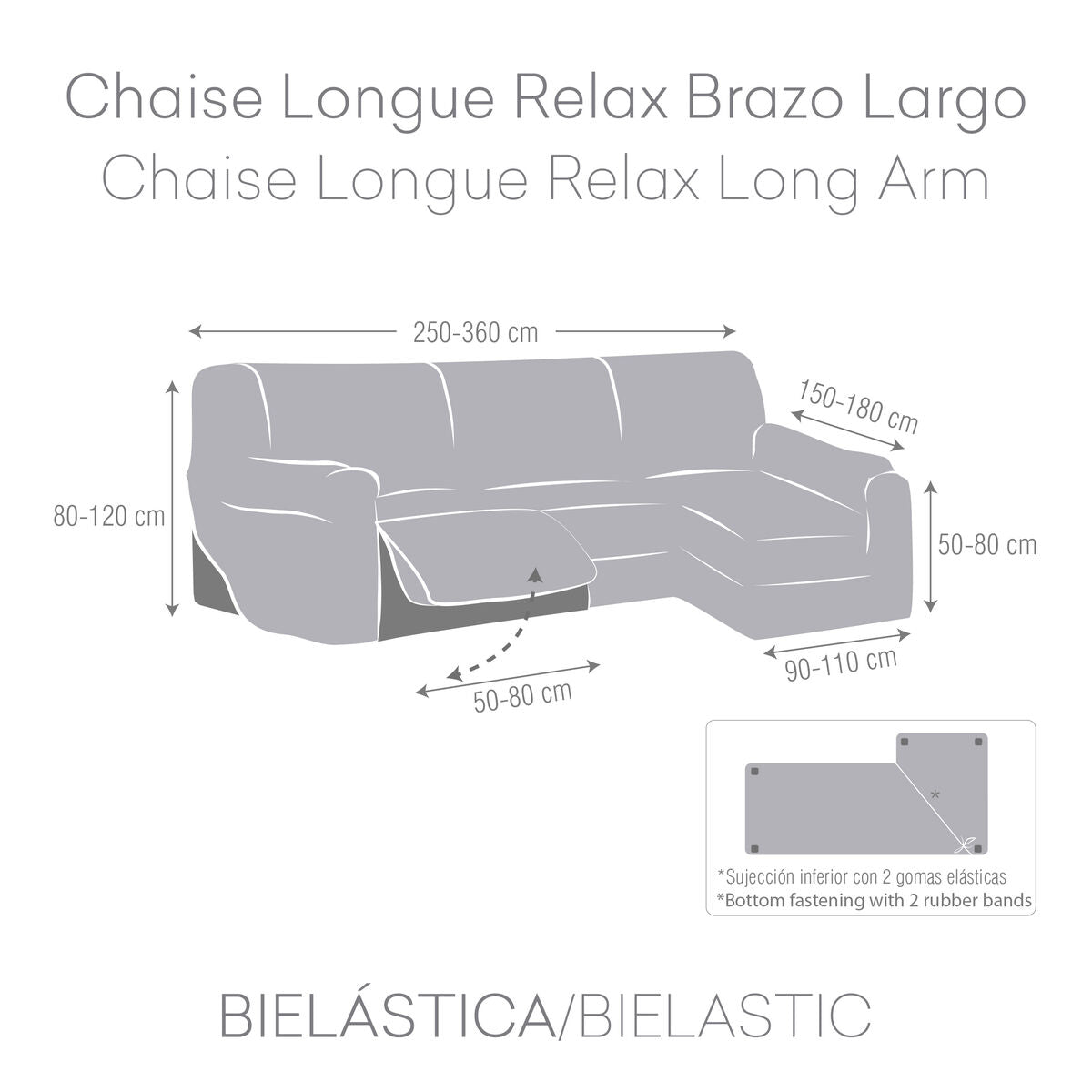 Bezug für Chaiselongue mit langem Arm rechts Eysa JAZ Rosa 180 x 120 x 360 cm