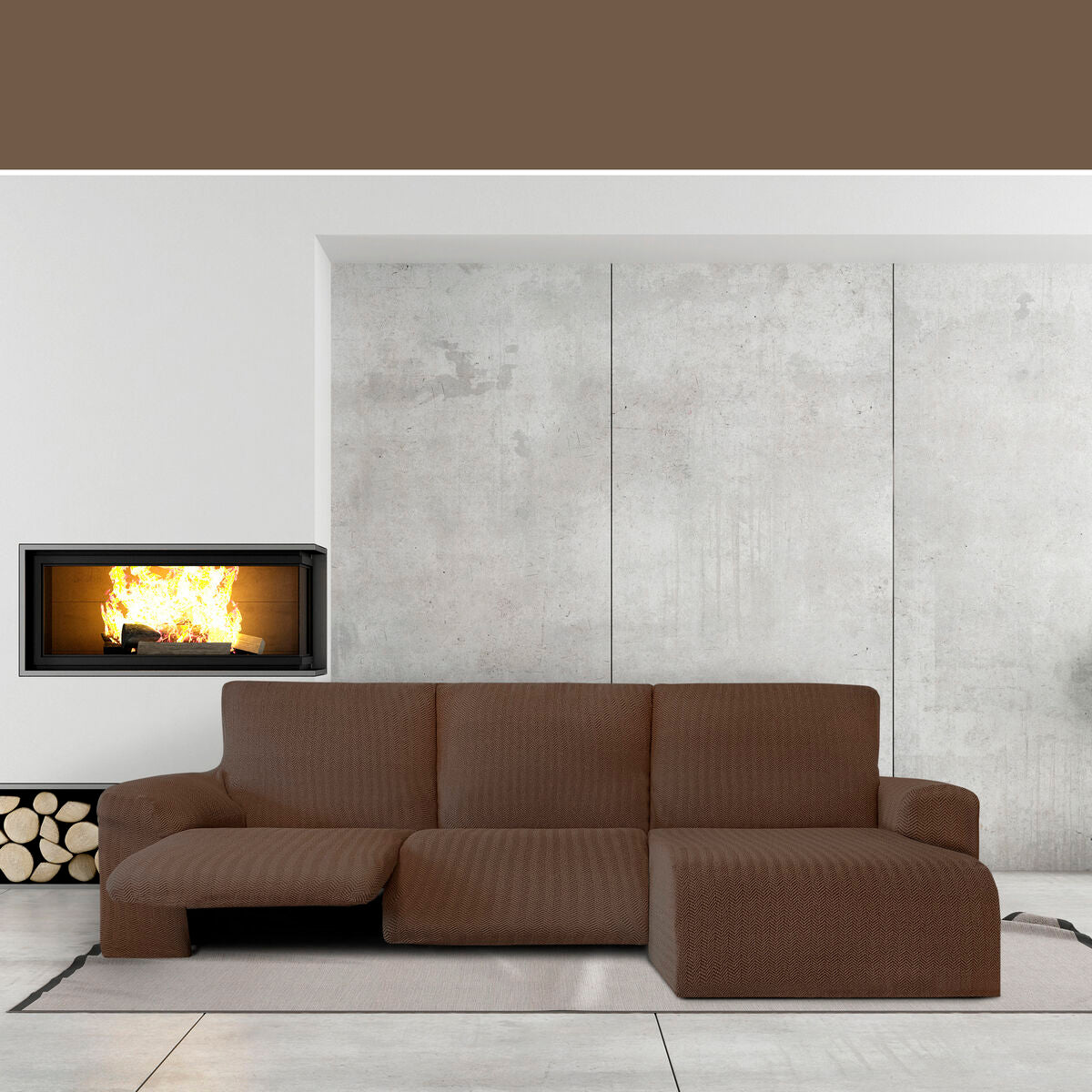 Abdeckung für Chaiselongue mit kurzem Arm rechts Eysa JAZ Braun 120 x 120 x 360 cm