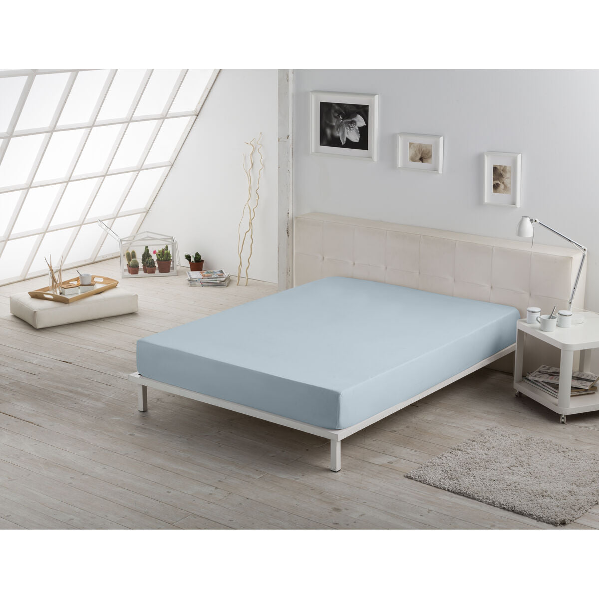 Spannbetttuch Alexandra House Living Blau Celeste 105 x 190/200 cm