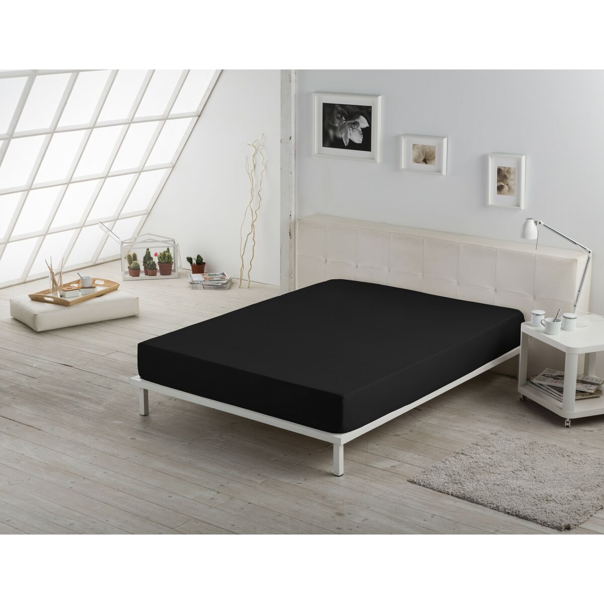 Spannbetttuch Alexandra House Living Schwarz 180 x 190/200 cm