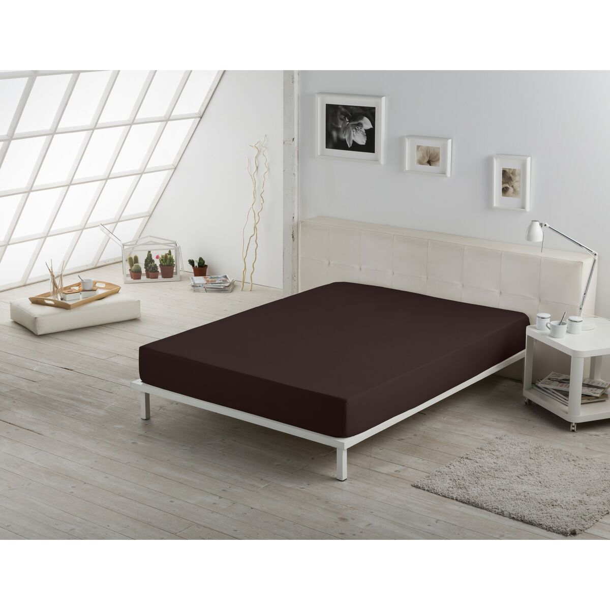 Spannbetttuch Alexandra House Living Braun Schokolade 105 x 200 cm