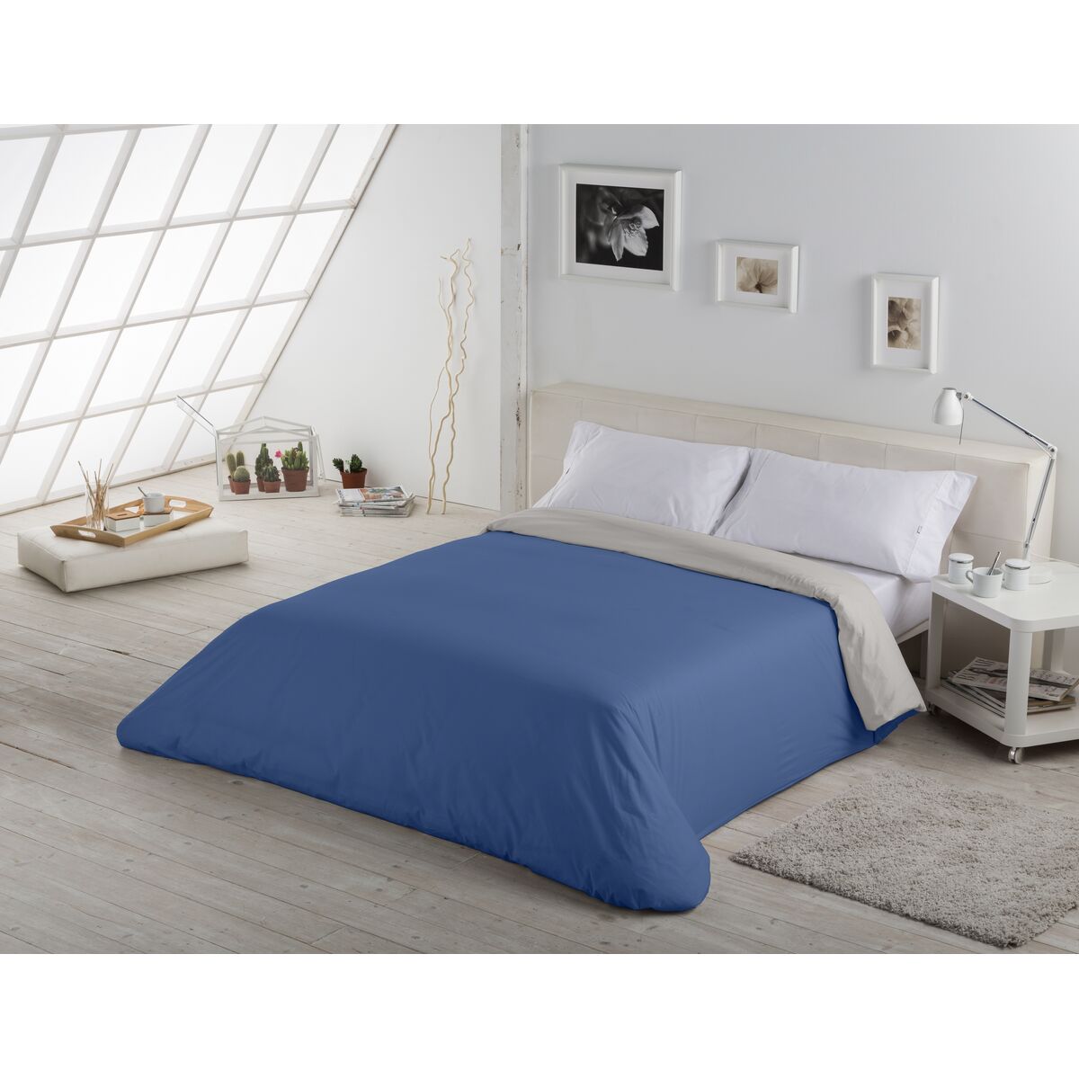 Bettdeckenbezug Alexandra House Living Blau 220 x 220 cm