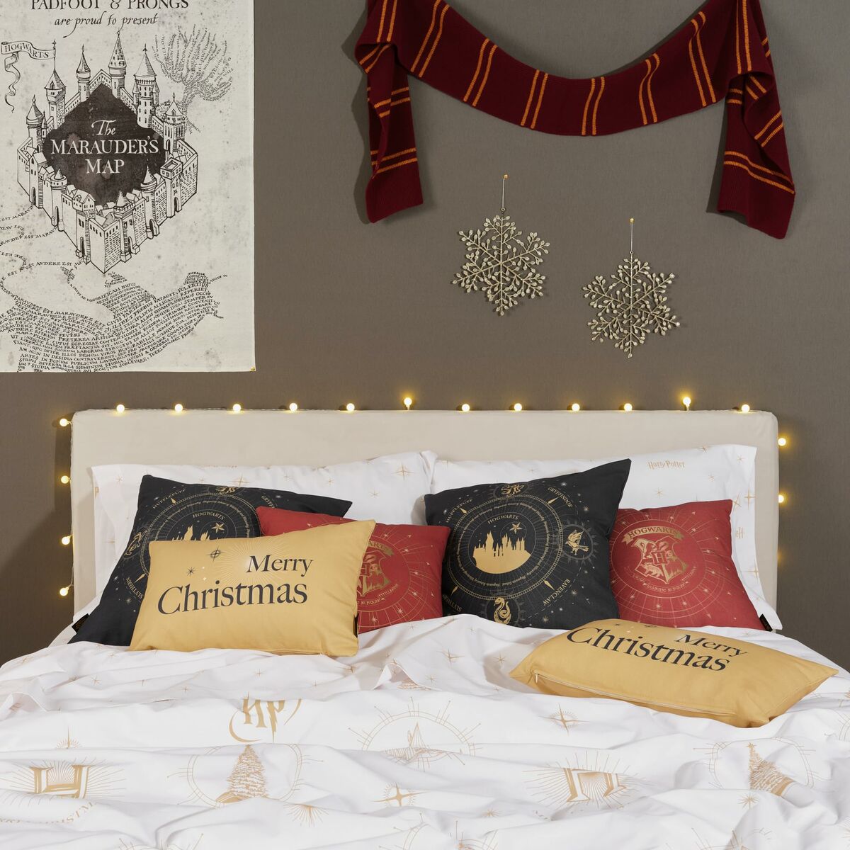 Kissenbezug Harry Potter Christmas Gold Marineblau 50 x 50 cm