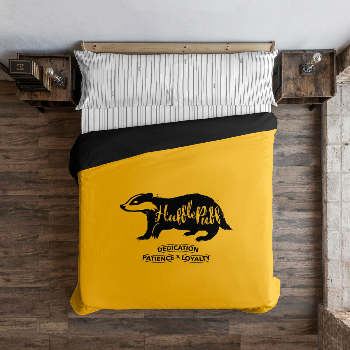 Bettdeckenbezug Harry Potter Hufflepuff Values Gelb 180 x 220 cm Einzelmatratze