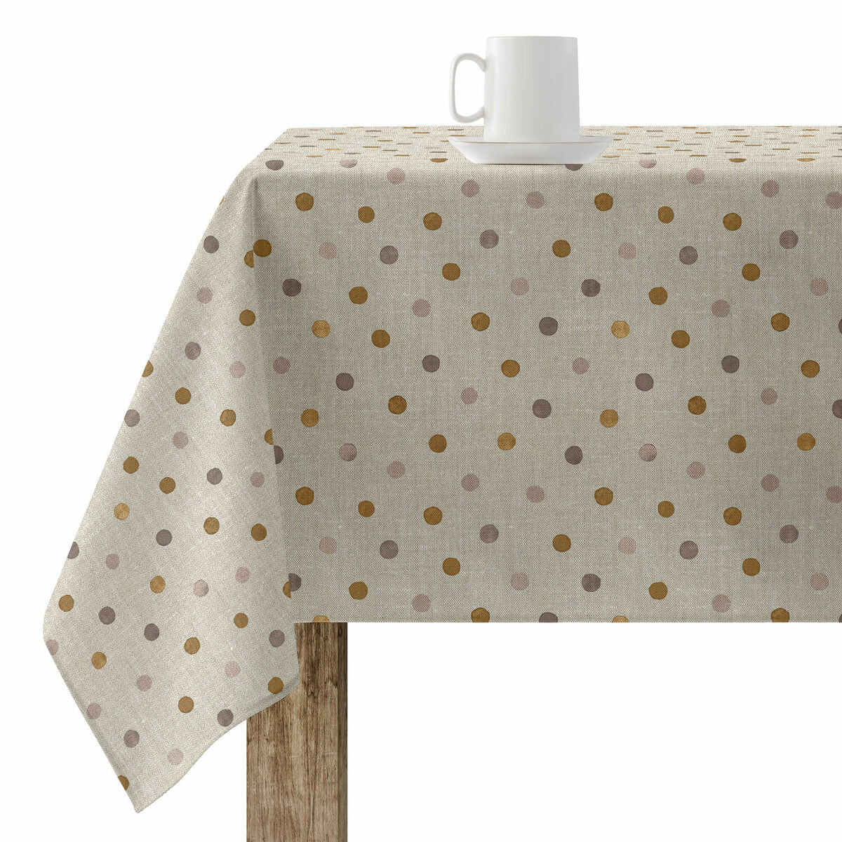 Fleckenabweisende Tischdecke Belum 0120-305 Beige 200 x 140 cm Mit Tupfen