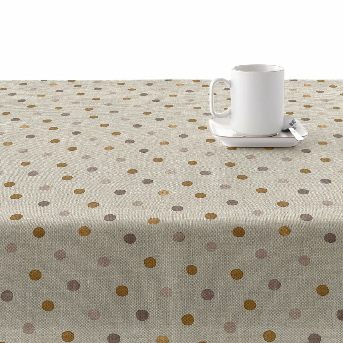 Fleckenabweisende Tischdecke Belum 0120-305 Beige 200 x 140 cm Mit Tupfen