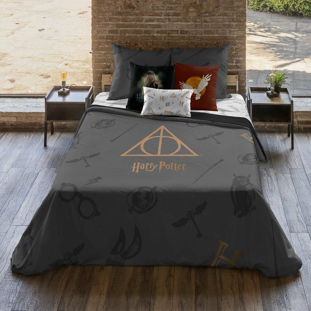 Bettdeckenbezug Harry Potter Deathly Hallows Bunt 180 x 220 cm Einzelmatratze