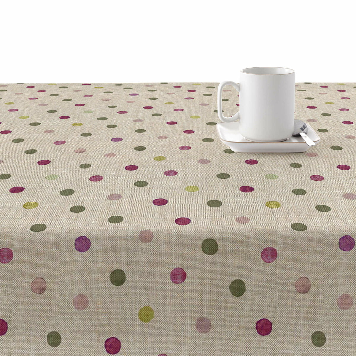 Fleckenabweisende Tischdecke Belum Beige 180 x 200 cm Punkte XL