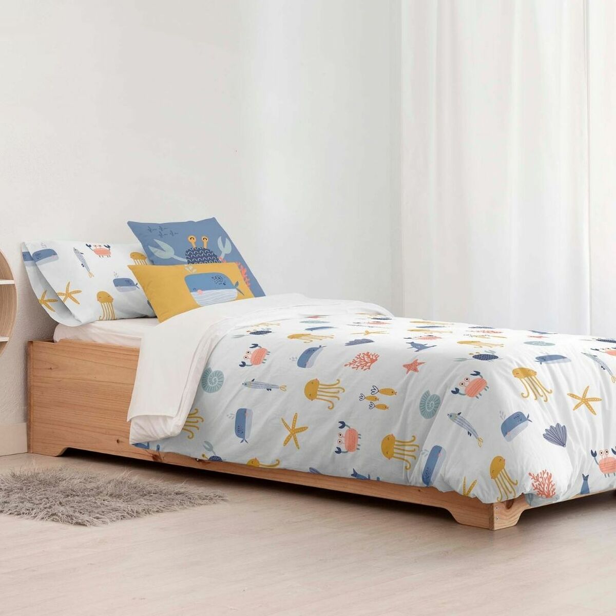 Bettdeckenbezug Kids&Cotton Malu Small Blau Weiß 180 x 240 cm