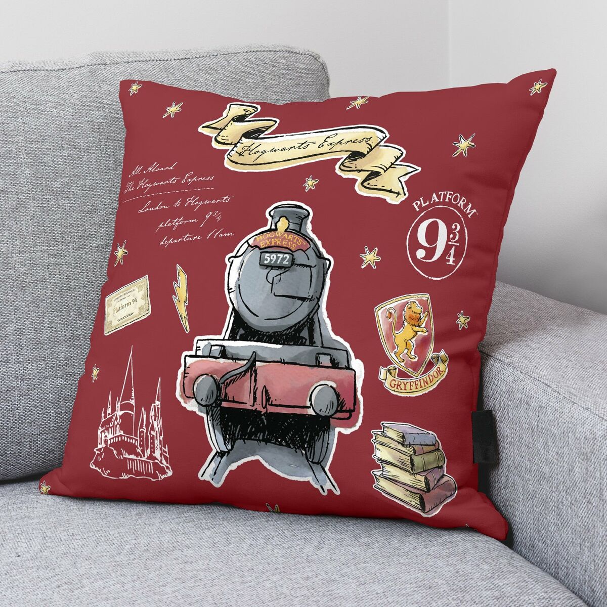 Kissenbezug Harry Potter Hogwarts Express Burgunderrot 50 x 50 cm