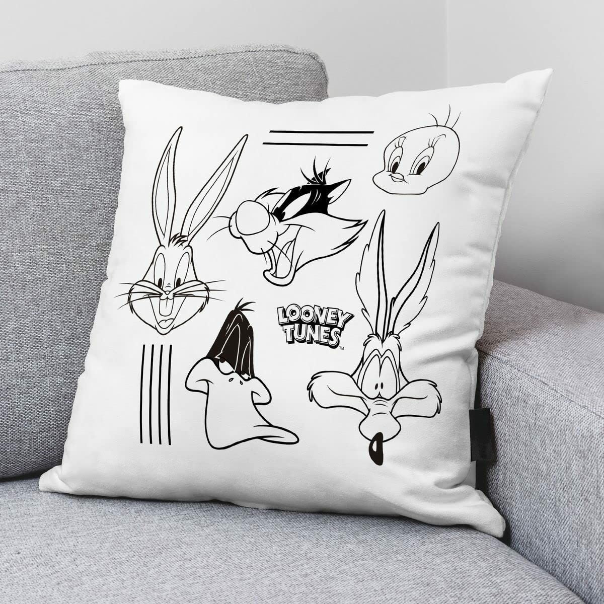 Kissenbezug Looney Tunes Looney B&w B Weiß 45 x 45 cm