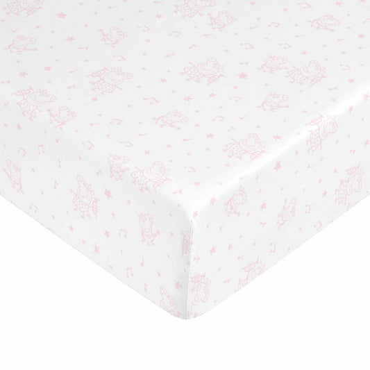 Spannbetttuch Peppa Pig Weiß Rosa 60 x 120 cm