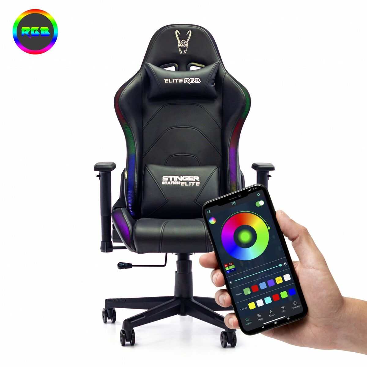 Gaming-Stuhl Woxter STINGER ELITE Schwarz RGB