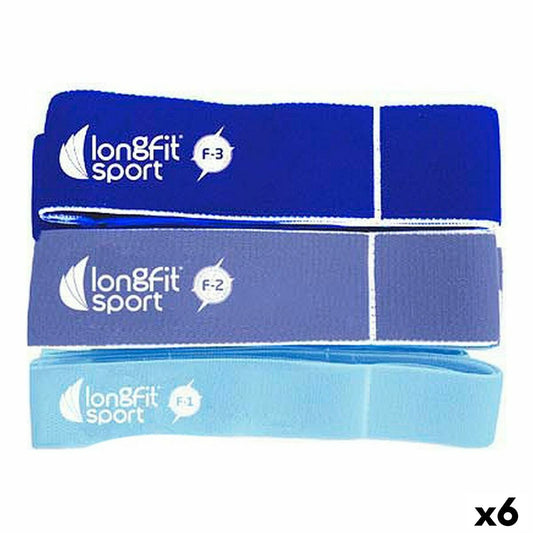 Widerstandsfähiges Gummiband LongFit Sport   Blau 3 Stücke (6 Stück)