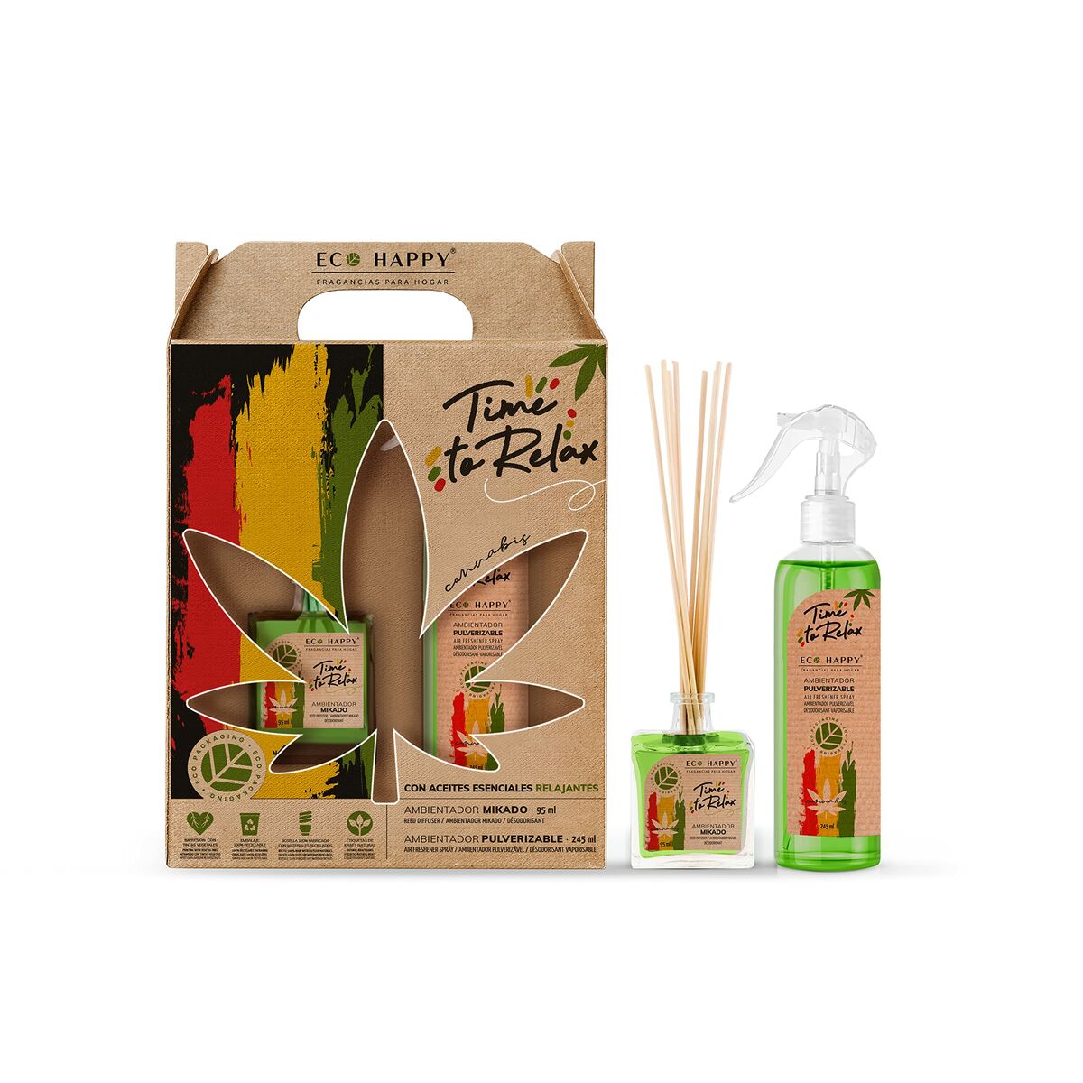 Satz Eco Happy Time To Relax Parfümierte Stäbe Duftspray Satz (2 pcs)