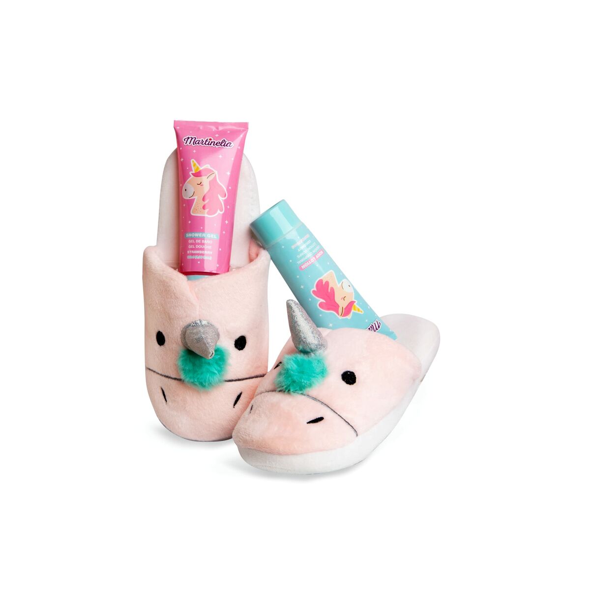 Badeset für Babys IDC Institute Badegel Körperlotion 2 x 120 ml Hausschuhe Einhorn