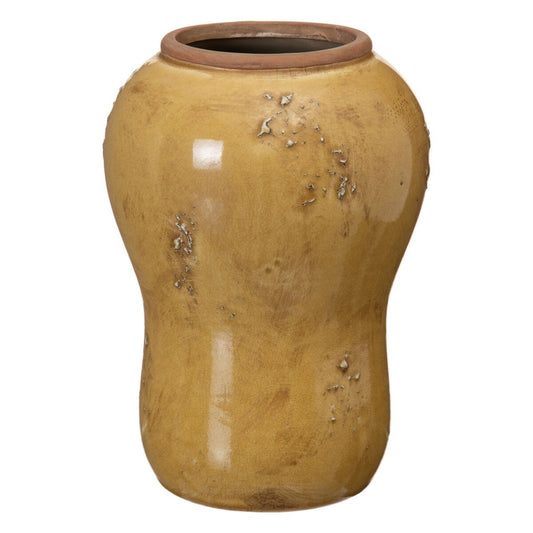 Vase 17,5 x 17,5 x 25 cm aus Keramik Senf