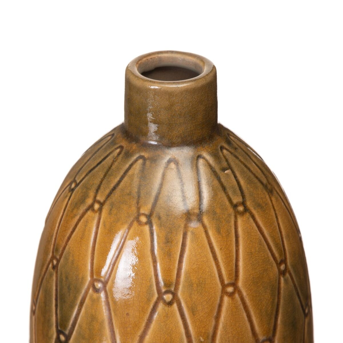 Vase aus Keramik 17 x 17 x 30 cm Senf